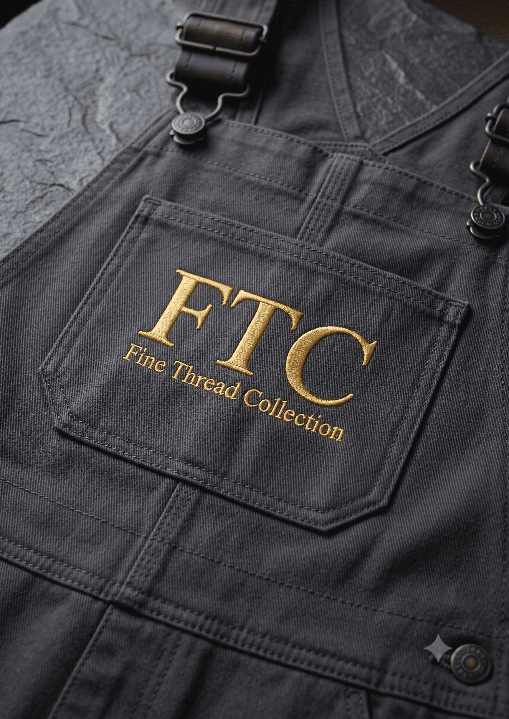 FTC embroidered workwear overalls showing digitised logo quality